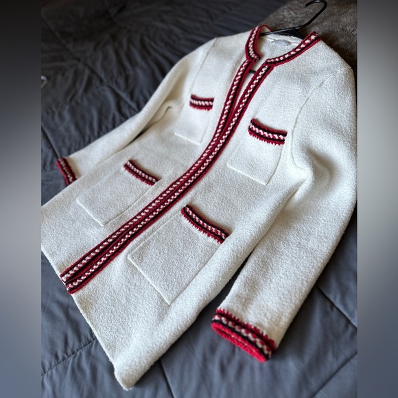 SANDRO Luce Chunky Cotton-blend Cardigan In Ecru - Picture 9 of 11